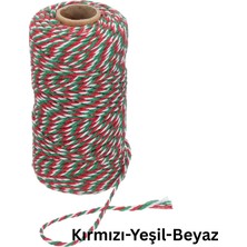 Roco Paper Co. Hediye Paketleme, Ambalaj Ipi, Marteniçka, Dıy Ipi, 200 Metre (Twine Baker), Kırmızı-Yeşil-Beyaz