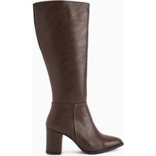 Limoya Deniza Kahve Topuklu Kadın Çizme