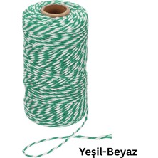 Roco Paper Co. Hediye Paketleme, Ambalaj Ipi, Marteniçka, Dıy Ipi, 200 Metre (Twine Baker), Yeşil-Beyaz