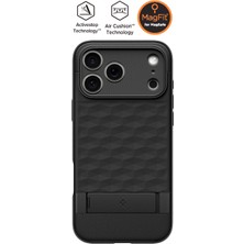 Spigen Apple iPhone 17 Pro ile Uyumlu MagSafe Kılıf Parallax S Hava Kanalı Teknolojisi™ Askeri Sınıf Koruma MagFit özellikli KickStand'lı Matte Black 3 Boyutlu Tasarım Kapak - ACS09964