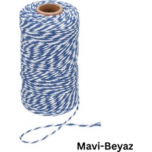 Roco Paper Co. Hediye Paketleme, Ambalaj Ipi, Marteniçka, Dıy Ipi, 200 Metre (Twine Baker), Mavi-Beyaz