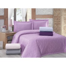 Menderes Home La Notte Saten Çift Kişilik Yatak Örtüsü Takımı Düzboya Mor