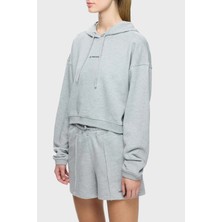 Les Benjamins Pamuklu Regular Fit Kapüşonlu Yaka Logolu Sweat Bayan Sweat Lbnooscorfuhd