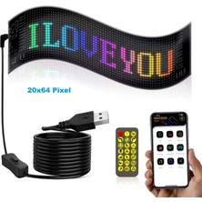 Hymark 35X10CM Programlanabilir LED Matrix Kayan Yazı 20X64 Pixel Emoji Tabela Araba Bluetooth App Kontrol
