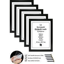Batu Art Home 5 Adet A4 Çerçeve Korumalı Kırılmaz Pleksi Camlı Belge Diploma Resim Fotoğraf Asılabilir Siyah Renk 21 x 29.7  cm