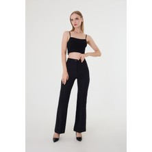 Hazel Kadın Siyah Ispanyol Paça Pantolon