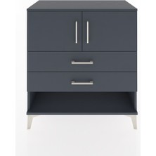 Dienni Hyperion Şifonyer Tek Raflı 2 Çekmeceli 2 Kapaklı 88X44X96 Antrasit-Antrasit