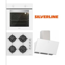 Silverline Beyaz Cam Ankastre Set BO65E1W01 - CS5349W01 -3457 Soho