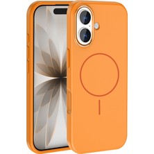 Gökmen Aksesuar iPhone 17 Kılıf M-Safe Şarj Özellikli Metal Kamera Çerçeveli Gkm Edi Silikon Kapak - Turuncu