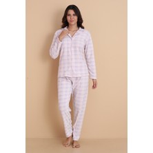 Wordex Fwn 1604 Boydan Düğmeli Polar Kışlık Kadın Pijama Takımı