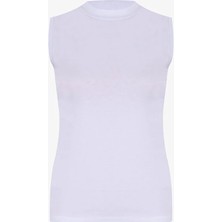 Kadın Kolsuz Likralı Pamuklu Yarım Balıkçı Body