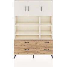Dienni Arges Dolap 10 Raflı 4 Çekmeceli 3 Kapaklı 132X30X195 Aytaşı-Aytaşı/çam