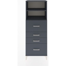Dienni Hyperion Dolap 2 Raflı 4 Çekmeceli 60X44X163 Antrasit-Antrasit