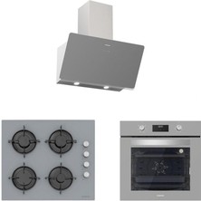 Silverline Gri Cam Ankastre Set 5 Yıl Garanti A++ Enerji Sınıfı Modern Tasarım Renk Gri