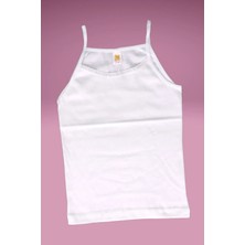 Faal 334X6 Kız Çocuk %100 Pamuk 6'lı Dantelli Penye Ribana Ip Askılı Atlet-Beyaz