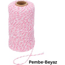 Roco Paper Co. Hediye Paketleme, Ambalaj Ipi, Marteniçka, Dıy Ipi, 200 Metre (Twine Baker), Pembe-Beyaz
