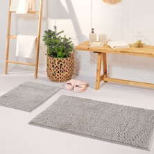 Kaşmir Home Soft Makarna Banyo Paspas Seti Gri 40X60-60X90 cm