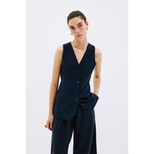 Vatkalı V yaka vücuda oturan yelek