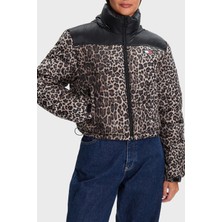 Tommy Jeans Leopar Desen Relaxed Fit Çıkarılabilir Kapüşonlu Şişme Mont Bayan Mont DW0DW21967 0hd