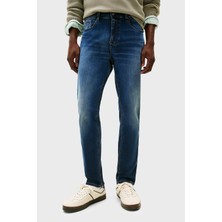 Tommy Jeans Pamuklu Slim Fit Normal Bel Dar Paça Jeans Erkek Kot Pantolon DM0DM22247 1bk