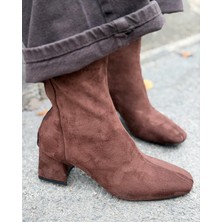I Love Shoes Jornel Kadın Topuklu Streç Bot Acıkahve Süet