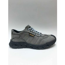 Bulldozer Hakiki Deri Gri Renk Nubuk Bağcıklı Rahat Esnek Kauçuk Tabanlı Dar Kalıp Kışlık Erkek Ayakkabı C-2424004156BULL