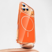 Zore iPhone 17 Pro Kılıf Klfs M-Safe Şarj Özellikli Şeffaf Kamera Kontrol Butonlu Lugano Kapak - Turuncu