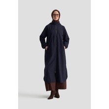 Armine Trend Marka Yazılı Fermuarlı Gizli Kapüşonlu Giyçık Lacivert 25KT548