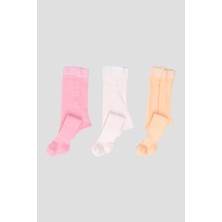 Defne Baby 3 Adet Pamuklu Kız Bebek Külotlu Çorap Çok Renkli Yumuşak ve Esnek Malzeme
