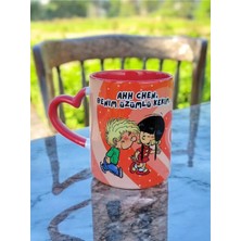 Cedric ve Chan Kalp Kulplu Sevgililer Günü Hediyelik Çay-Kahve Kupa Bardak- Hediye Ofis Kupası