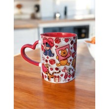 Sevgililer Günü Hediye Kalp Kulplu Winnie The Pooh Hediyelik Kupa - Kaliteli Porselen Kupa