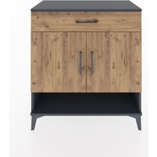 Dienni Hyperion Şifonyer Tek Raflı Tek Çekmeceli 2 Kapaklı 88X44X96 Antrasit-Çam