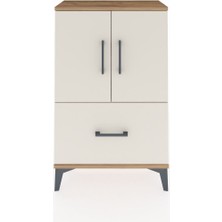 Dienni Arges Komodin 2 Raflı Tek Çekmeceli 2 Kapaklı 60X30X96 Çam-Aytaşı