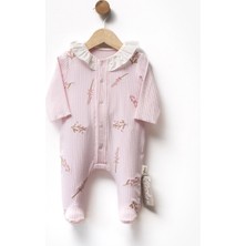 Flexi Baby Çiçek Nakışlı Patikli Önden Çıtcıtlı Kız Bebek Tulumu
