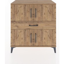 Dienni Hyperion Şifonyer Tek Raflı Tek Çekmeceli 4 Kapaklı 88X44X96 Çam-Çam