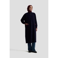 Armine Trend Kolları Ribanalı Boydan Fermuarlı Cepli Giy Çık Lacivert 25KT557