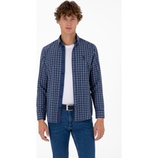 U.S. Polo Assn. Erkek Mavi Ekoseli Uzun Kollu Lacivert Gömlek 50316631-VR032