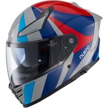 Nukro YM-853 Aıx White Red Blue Kapalı Kask