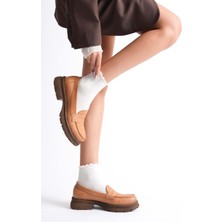 Analin Shoes Kadın Hakiki Deri Light Tabanlı Saraçlı Rahat Loafer Ayakkabı - Taba