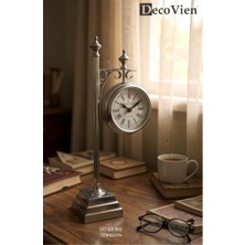 Decovien 17×42 cm Gümüş Renkli Masa Saati