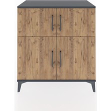 Dienni Hyperion Şifonyer 2 Raflı 4 Kapaklı 88X44X96 Antrasit-Çam