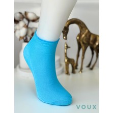 Voux Bambu Dikişsiz Mavi Kadın Yarım Konç Çorap 4 'lü