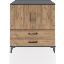 Dienni Hyperion Şifonyer 2 Raflı 2 Çekmeceli 2 Kapaklı 88X44X96 Antrasit-Çam