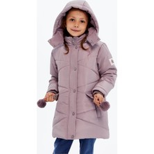 Benitto Kids Kapüşonlu Kışlık Ponpon Detaylı Kız Çocuk Kaban 51354