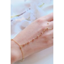 Aurrari Gold Zirkon Pembe Kalp Sıralı Taşlı Şahmeran