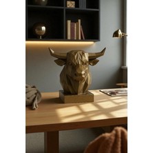 Pamuk's Design Dekoratif Büst Boğa Heykel Özel Tasarım 3D Hediye 12 x 16 cm