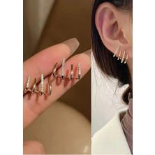 Aurrari Gold Çoklu Premium Zirkon Taşlı Küpe