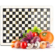 Decovetro Cam Kesme Tahtası ve Sunumluk Mackenzie Siyah Beyaz Dama 20X30 cm