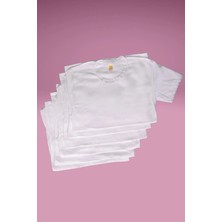 Faal 344X6 Kız Çocuk %100 Pamuk Penye Ribana 6'lı Dantelli Yarım Kol Atlet-Beyaz