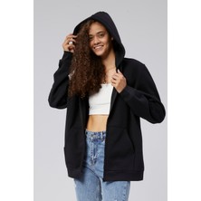 Moon Cover Mooncover Kadın Fermuarlı Kapşonlu Kanguru Cepli Sweatshirt